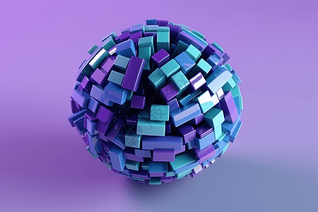 蓝色球体抽象插图3d渲染图片
