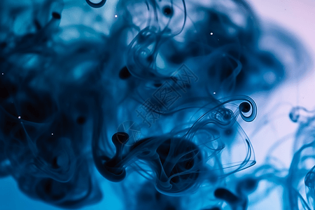 蓝烟与散焦的黑点背景图片