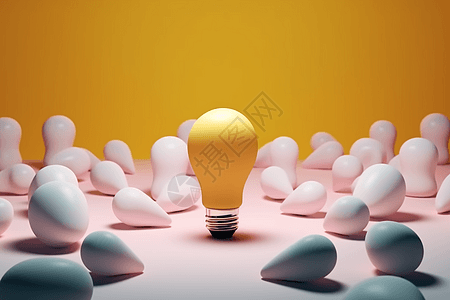 灯泡概念创意3d插图图片
