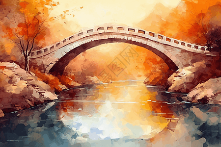 中国风拱桥插图图片