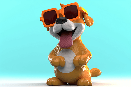 有趣的狗3d插图图片