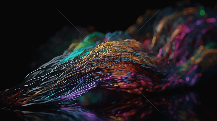 色彩光缆抽象渲染图图片