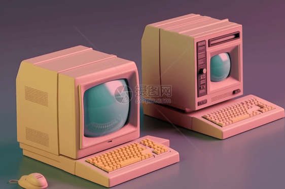 3d复古计算机图片