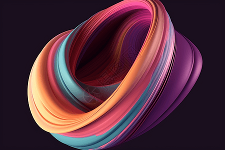 3d抽象流动形状与扭曲的彩色条纹图片