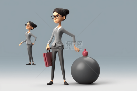 3d角色年轻女性商业概念图片