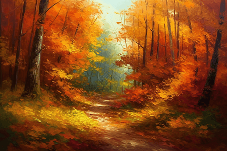 秋天的森林插图图片