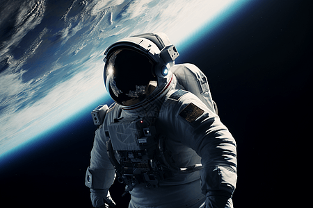 漂浮在太空零重力中的宇航员背景图片