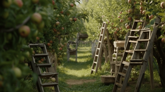 苹果园的收获季图图片