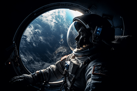 宇航员在太空舱设计图背景图片