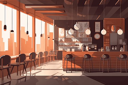 现代的咖啡店插画图片