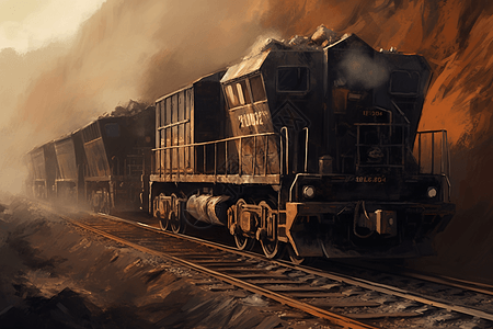 煤炭运输插画背景图片