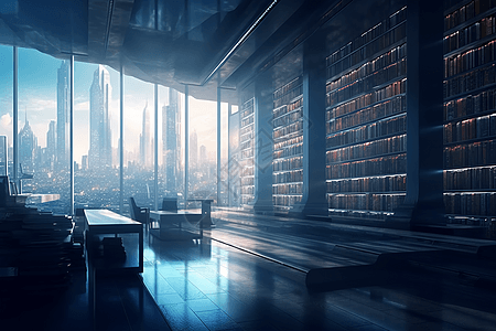 未来城市的图书馆图片