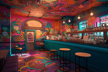色彩缤纷咖啡屋的插图图片