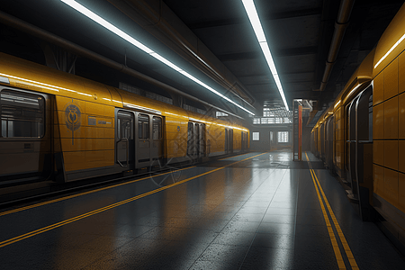 地铁火车站3D渲染图图片