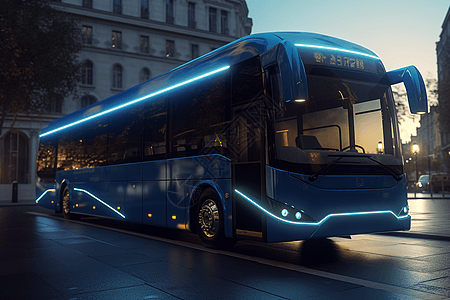 电动旅游巴士3D渲染图图片