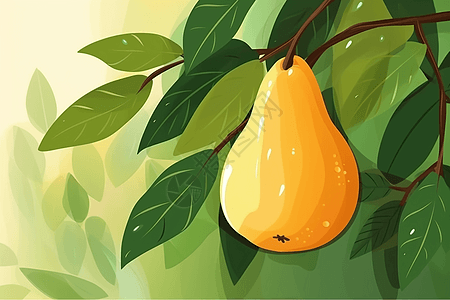 黄色梨子的插画图片