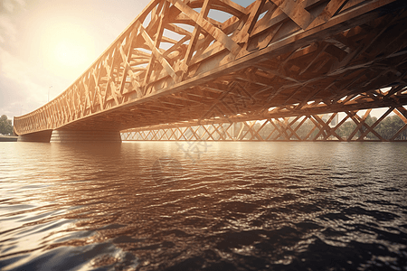 桥梁建筑3D渲染图高清图片