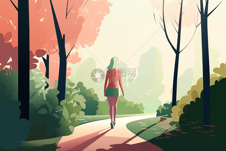 公园散步的女性图片