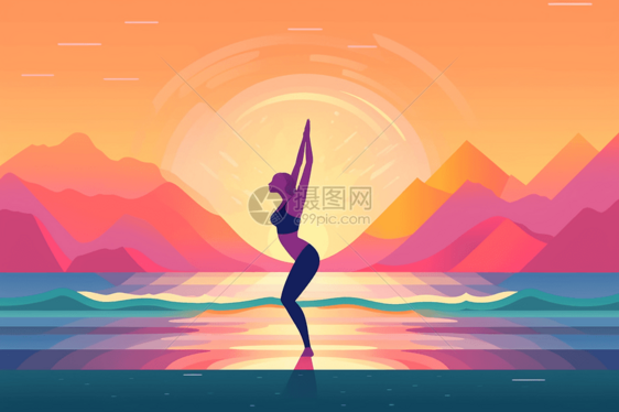 健康瑜伽插画图片