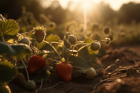 待采摘成熟的草莓图片