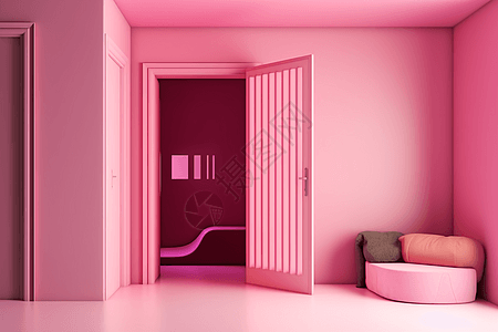 粉色房间门口图片