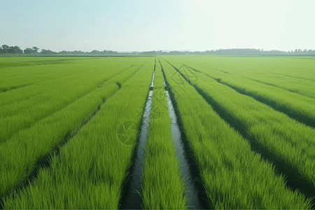 长势茂盛的稻田图片