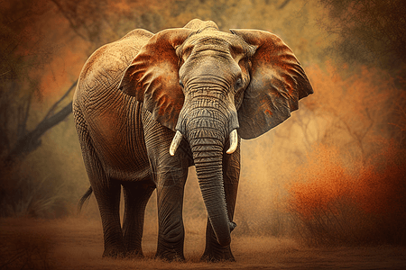 行走在路上的大象背景图片