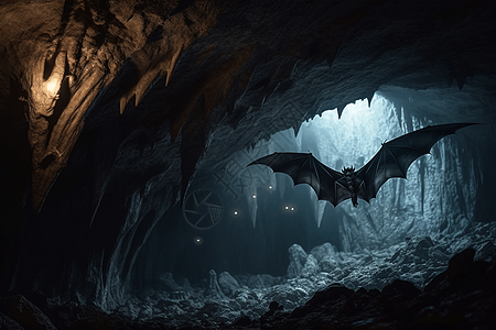 蝙蝠在洞穴中飞行图片