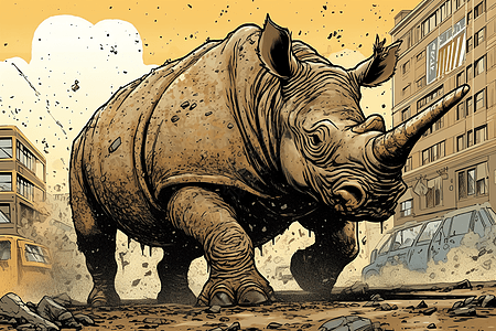 犀牛的漫画书图片