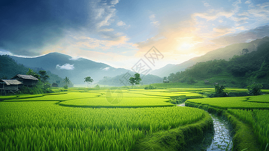 广阔的稻田图片