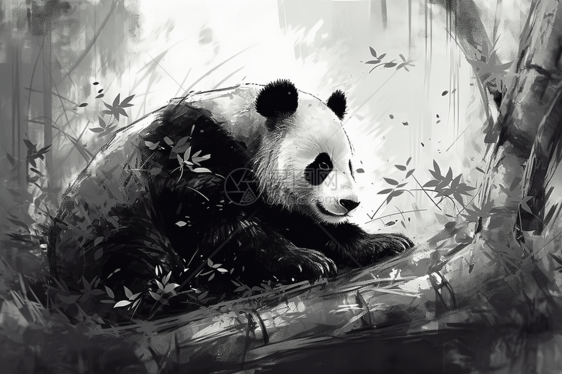 竹林里的可爱熊猫图片