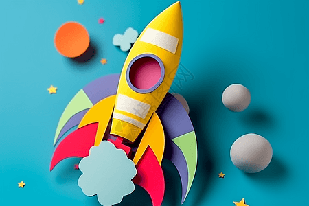 彩色的火箭背景图片