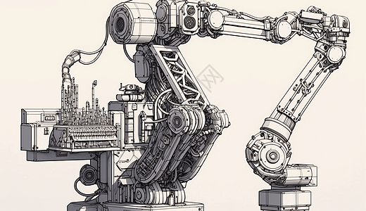 机械臂的技术线条图高清图片
