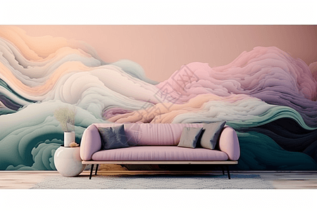 梦幻的粉彩沙发图片