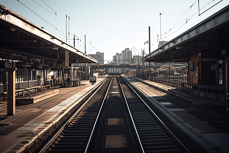 城市中的铁路图片