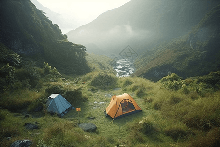 野外温泉露营背景图片