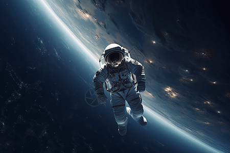 一个孤独的宇航员漂浮在太空中图片
