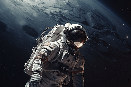 太空漂浮的宇航员背景图片