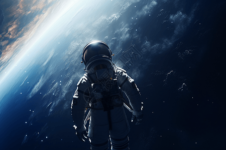 孤独宇航员漂浮在太空图片