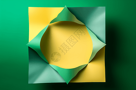 绿色黄色纸创意样式折叠图片