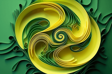 漩涡设计的绿色黄色纸图片