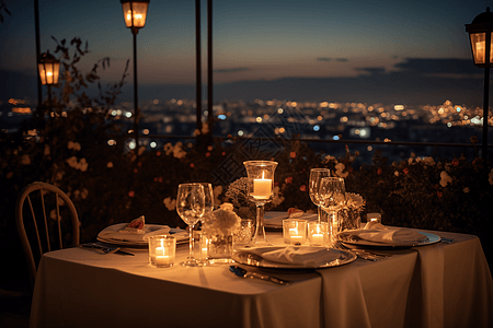 烛光浪漫的户外晚餐设计图片