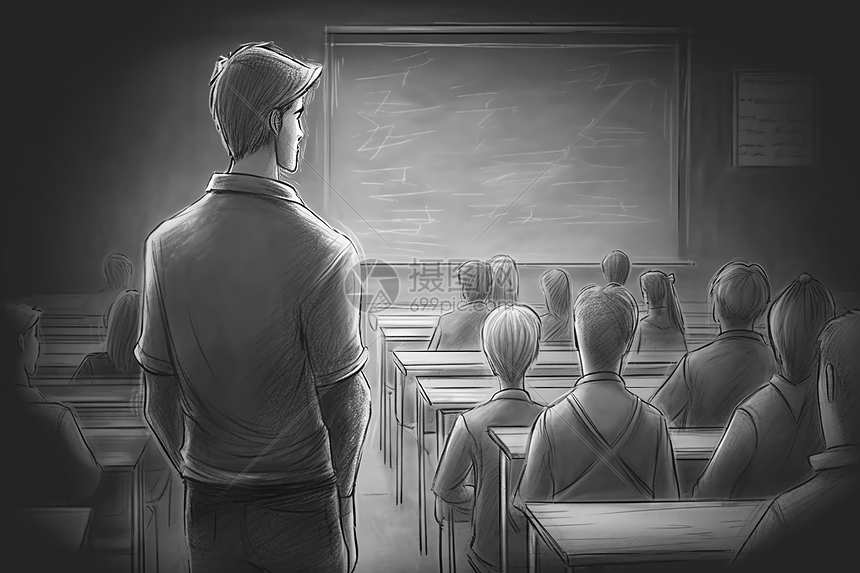老师站在教室里图片