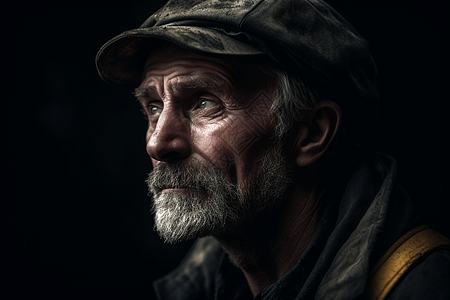 煤矿工人侧脸肖像图片