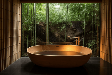 日式浸泡浴缸图片