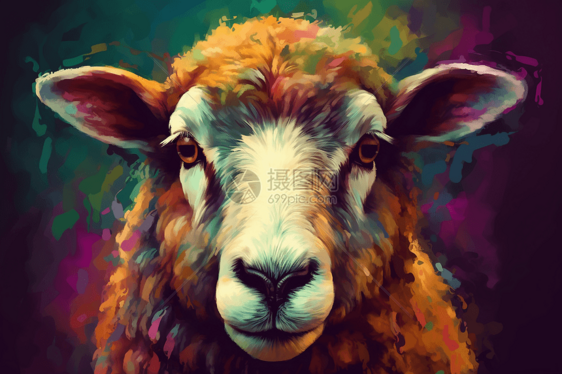 彩色的绵羊肖像插图图片