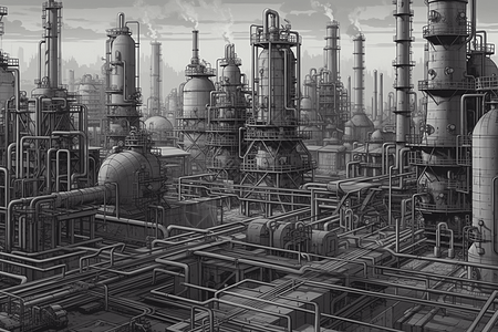炼油厂的详细绘制图图片