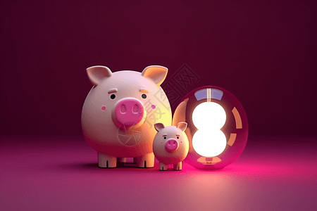 发光灯泡小猪存钱罐图片
