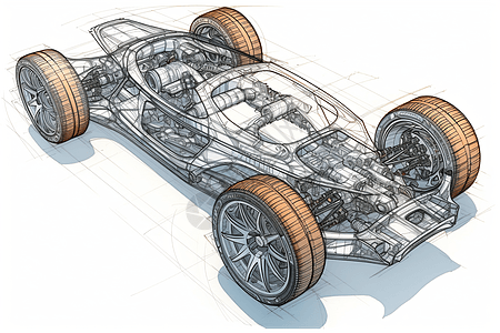 车辆构造草图背景图片