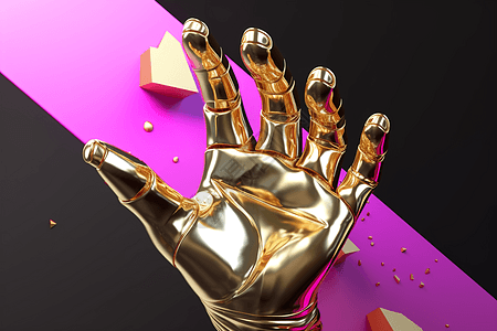 3D艺术金色的手背景图片